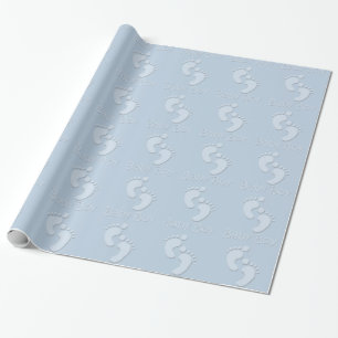 Baby Boy Footprints Blue Paper