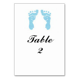 "Baby Boy Footprints" Tablecard Table Number