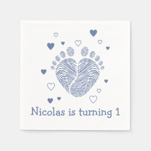 Baby boy footsteps napkin