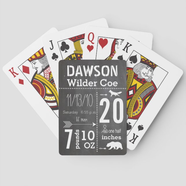 Baby Boy Fox Bear lil' Man Keepsake Playing Cards (Back)