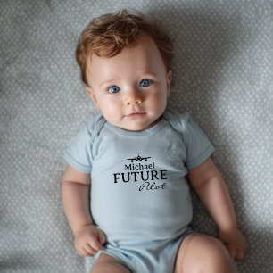 Baby Boy Future Pilot Aeroplane Blue Personalised  Bodysuit