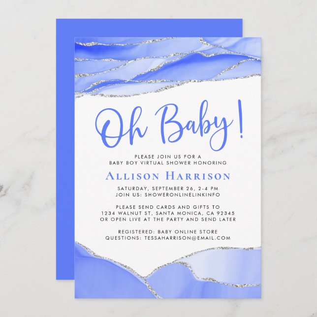 Baby Boy Geode Virtual Shower Invitation (Front/Back)