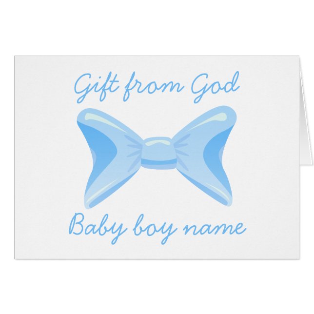 Baby boy Gift from God Blue bow Bible verse (Front Horizontal)