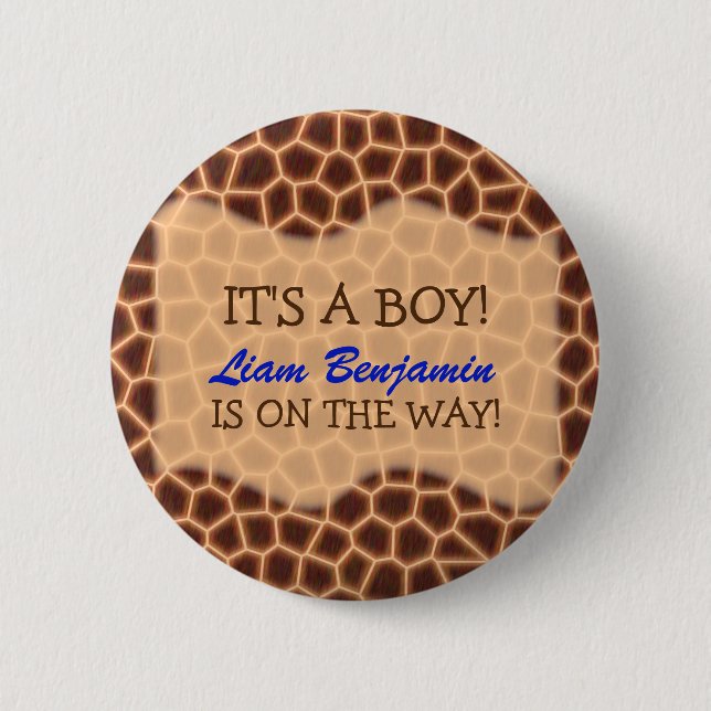 Baby Boy - Giraffe Themed Baby Shower 6 Cm Round Badge (Front)