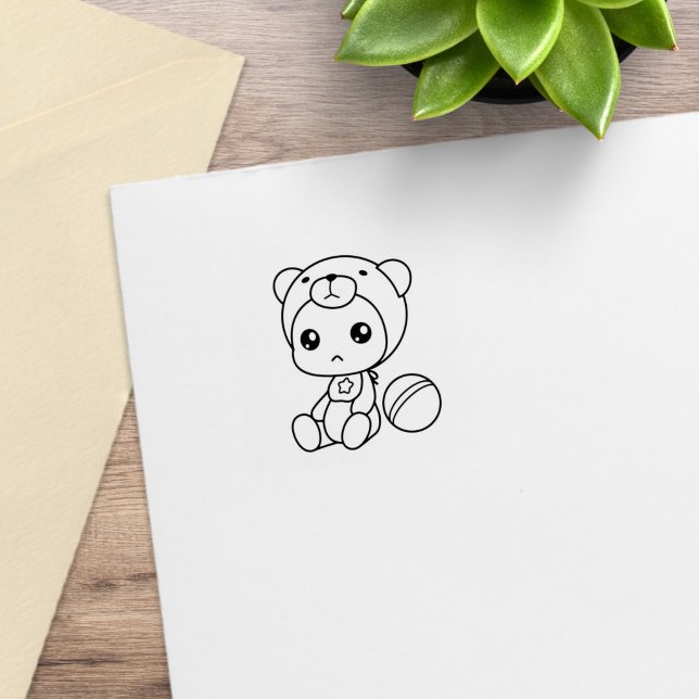 Baby Boy Girl Bear Jumpsuit 1x1 Rubber Stamp (Creator Uploaded)