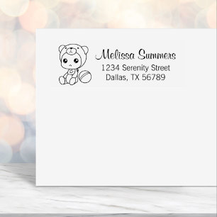 Baby Boy Girl Bear Jumpsuit Address 2 Self-inking Stamp