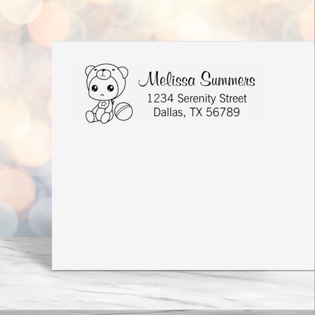 Baby Boy Girl Bear Jumpsuit Address 2 Self-inking Stamp (Creator Uploaded)
