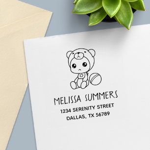 Baby Boy Girl Bear Jumpsuit Address Self-inking Stamp