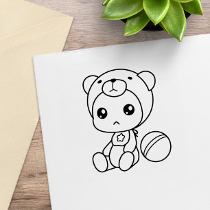 Baby Boy Girl Bear Jumpsuit Colour Me 2 Rubber Stamp