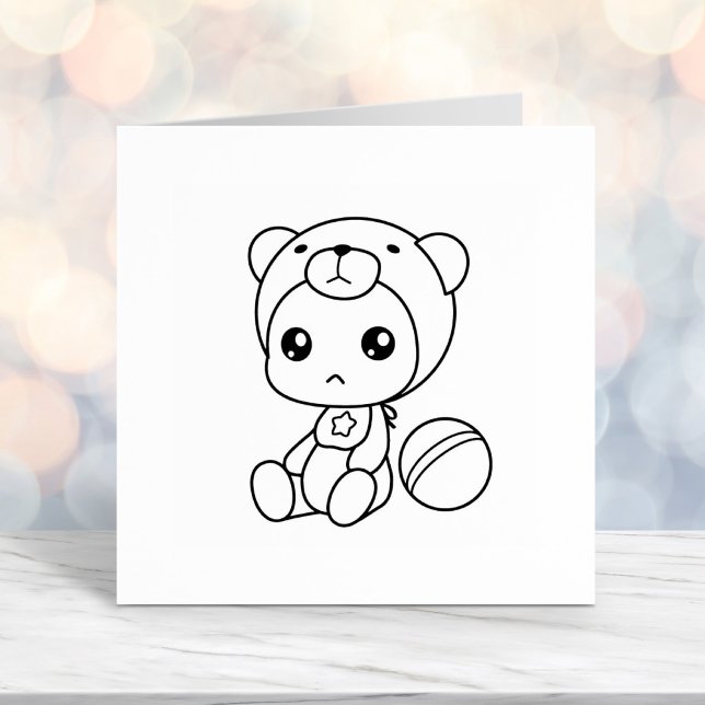 Baby Boy Girl Bear Jumpsuit Colour Me Self-inking Stamp (Creator Uploaded)