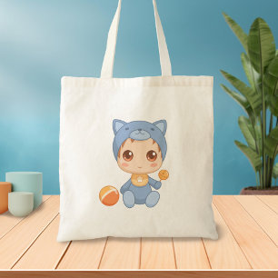 Baby Boy Girl Cat Jumpsuit Tote Bag