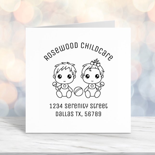 Baby Boy Girl Childcare Daycare Address 3 Self-inking Stamp (Creator Uploaded)