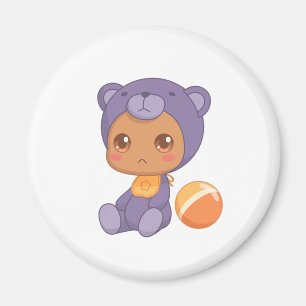 Baby Boy Girl Purple Bear Jumpsuit Magnet