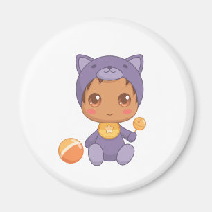 Baby Boy Girl Purple Cat Jumpsuit Magnet
