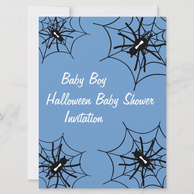 Baby Boy Halloween Baby Shower Spider Invitations (Front)