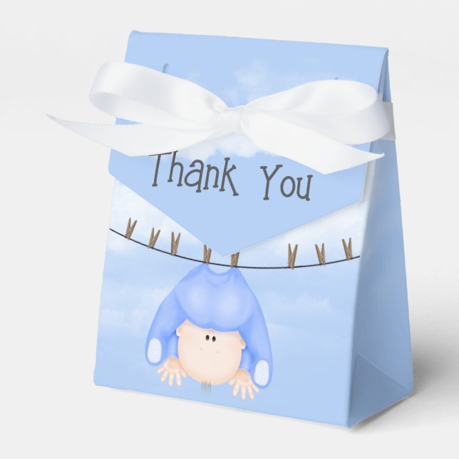 Baby Boy Hanging On Clothesline Favour Box (Front Side)