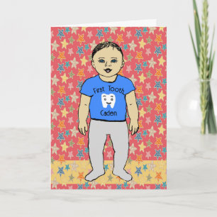 Baby Boy has First Tooth Card