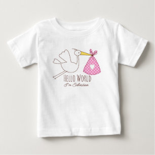 Baby Boy Hello World I'm Sebastian Personalized  T-Shirt