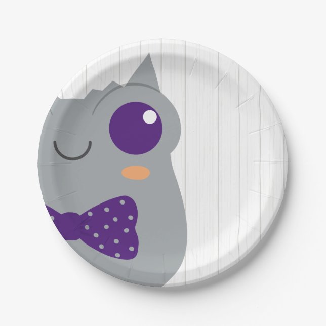 Baby Boy Horned Frog Purple Baby Shower Paper Plate (Front)