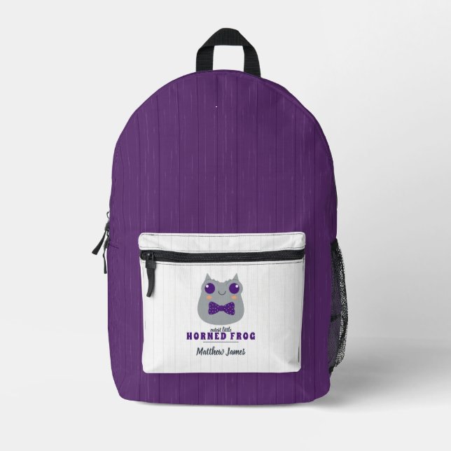 Baby Boy Horned Frog Purple Printed Backpack (Front)