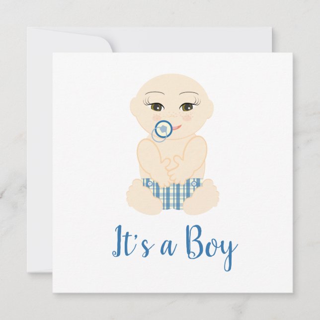 Baby Boy Illustration in Blue Shades Design (Front)