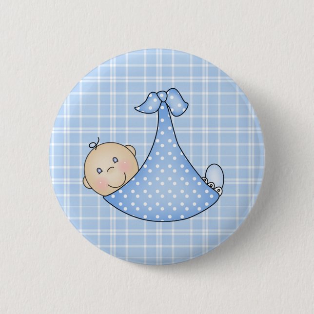 Baby Boy in Blanket 6 Cm Round Badge (Front)