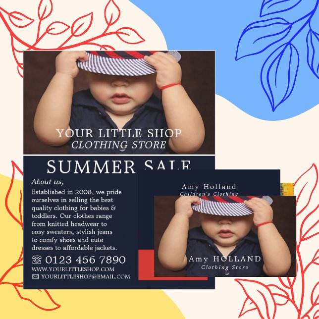 Baby Boy in Hat, Children's Clothing Store Business Card (Creator Uploaded)