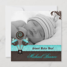 Baby Boy Invitation Announcement Cake Pops Blue