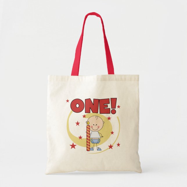 Baby Boy is One 1st Birthday Tshirts and Gifts Tote Bag (Front)