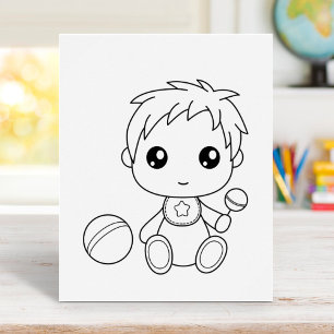 Baby Boy Jumpsuit Colouring Page Poster