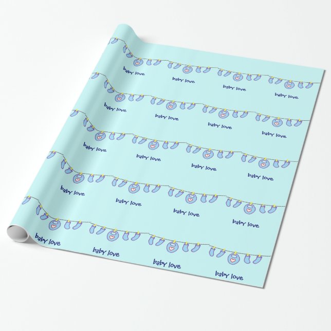 Baby Boy Laundry It's A Boy! Customisable Wrapping Paper (Unrolled)