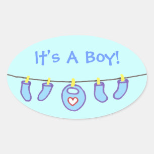 Baby Boy Laundry It's A Boy! Personalised Oval Sticker