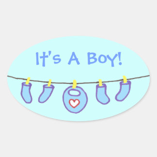 Baby Boy Laundry It's A Boy! Personalised Oval Sticker