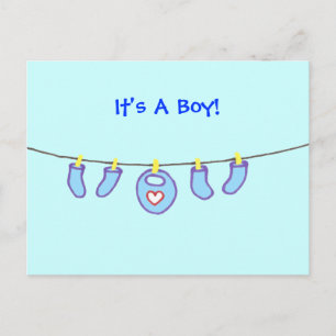 Baby Boy Laundry It's A Boy! Personalised Postcard