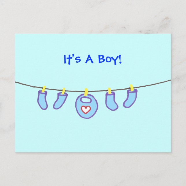 Baby Boy Laundry It's A Boy! Personalised Postcard (Front)