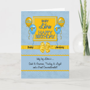 Baby Boy Libra 1st Birthday Zodiac Card