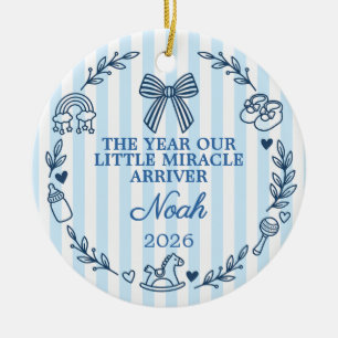 Baby Boy Little Miracle Name & Year Ceramic Ornament