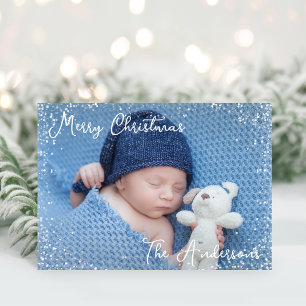 Baby Boy Merry Christmas Photo Holiday Card