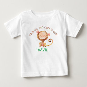 Baby Boy Monkey First Birthday Little Monkey T-Shirt