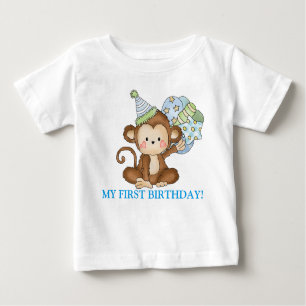 Baby boy monkey first Birthday t-shirt