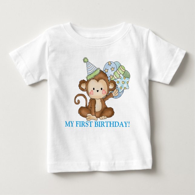 Baby boy monkey first Birthday t-shirt (Front)