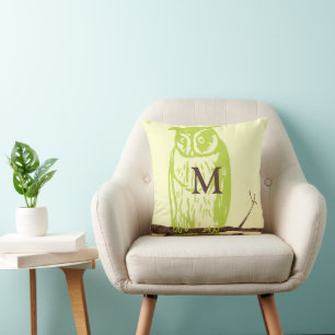 Baby Boy Monogram Vintage Owl Cushion