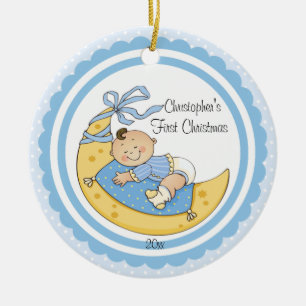 Baby Boy Moon Baby's First Christmas Ornament