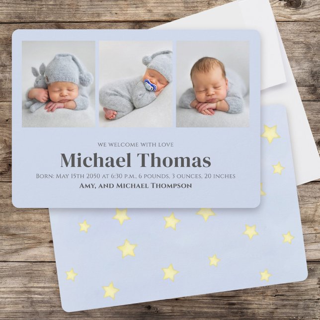 Baby Boy Multi Photo Template Blue Stars (Creator Uploaded)
