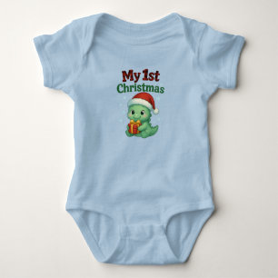 Baby Boy My 1st Christmas Dino Bodysuit