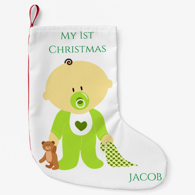Baby Boy My 1st Christmas Stocking Personalised (Front)