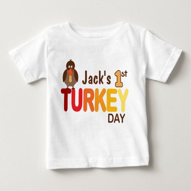 Baby Boy My First Turkey Day Thanksgiving Shirt (Front)