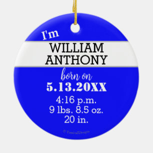 Baby Boy Name Hello to the World Green Blue Ceramic Ornament