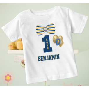 Baby Boy Name One Love Bow Tie Blue  T-Shirt
