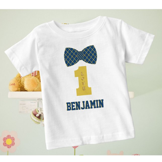 Baby Boy Name One Love Bow Tie Blue  T-Shirt (Creator Uploaded)